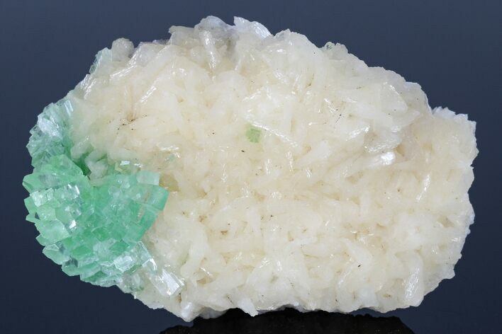 Green Apophyllite Flower on Stilbite Crystals - India #176808